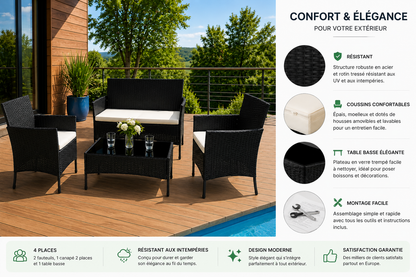 NEMIS™ Salon de Jardin 4 Places