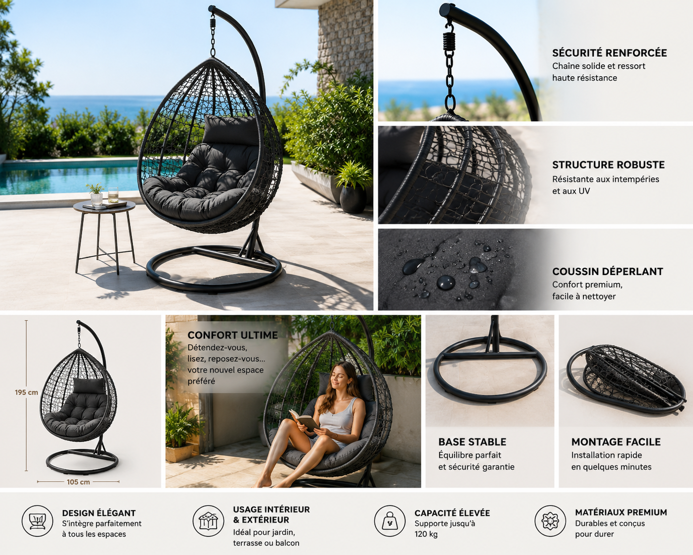 NEMIS™ Fauteuil Suspendu Cocoon