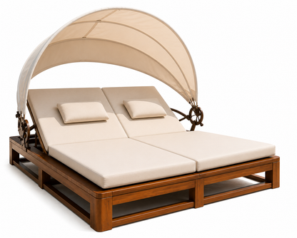 Lit Bain de Soleil Double Premium avec Toit Rétractable
